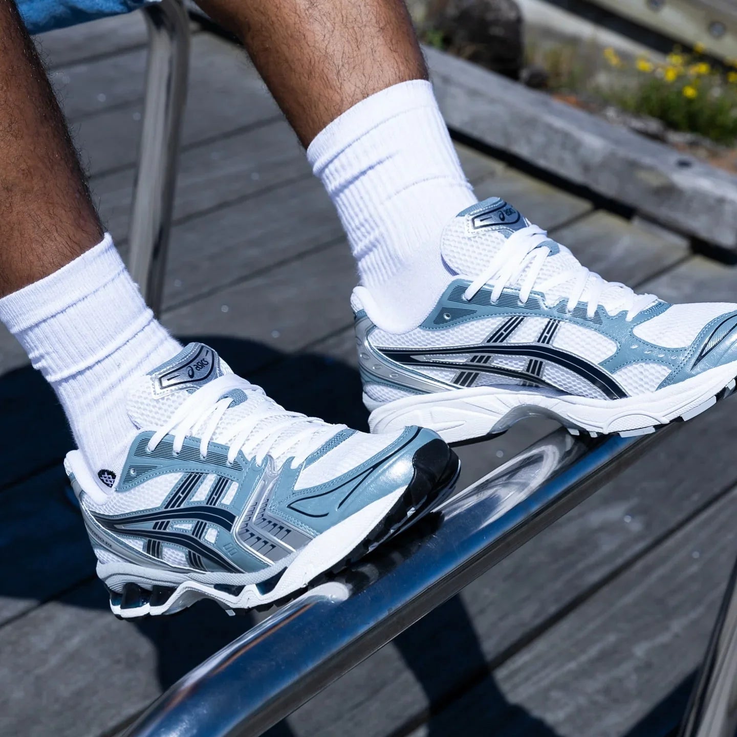 Asics Gel Kayano 14 White Fjord Grey - vue trois quarts