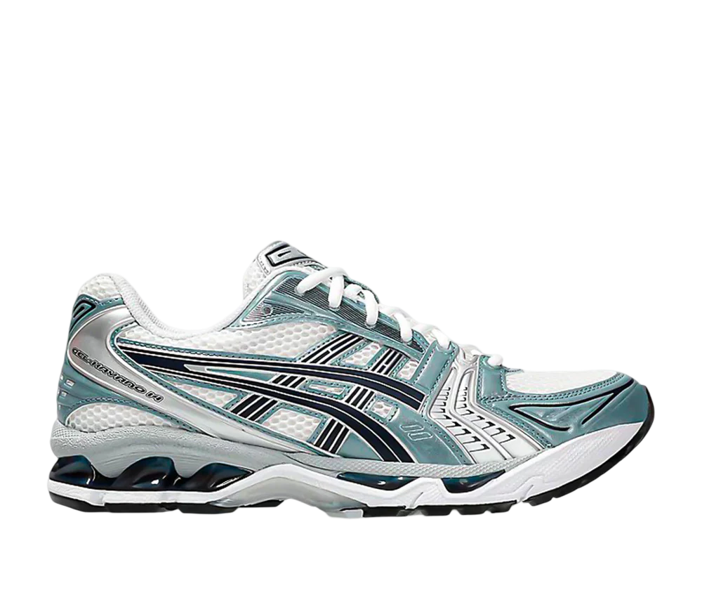 Asics Gel Kayano 14 White Fjord Grey - vue profil blanc gris